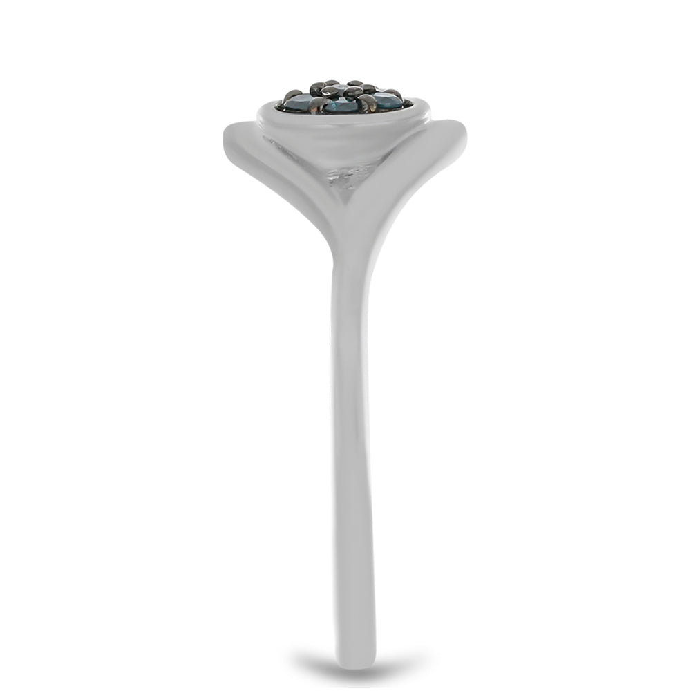 Anillo de Plata con Diamante Azul 4 