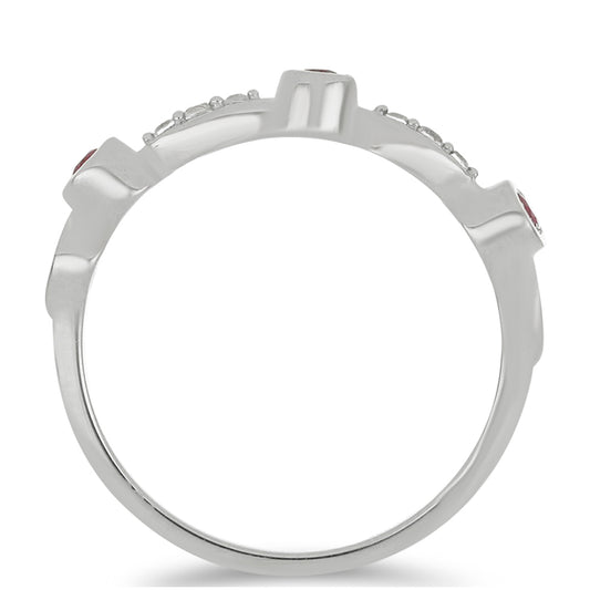 Anillo de Plata con Rubí de Madagascar y Topacio Blanco