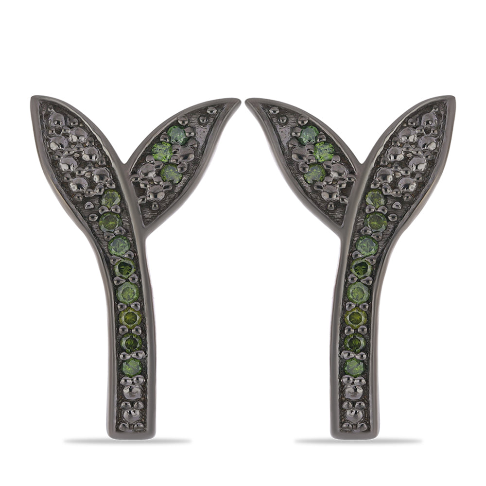 Pendientes de Plata con Diamante Verde 1 