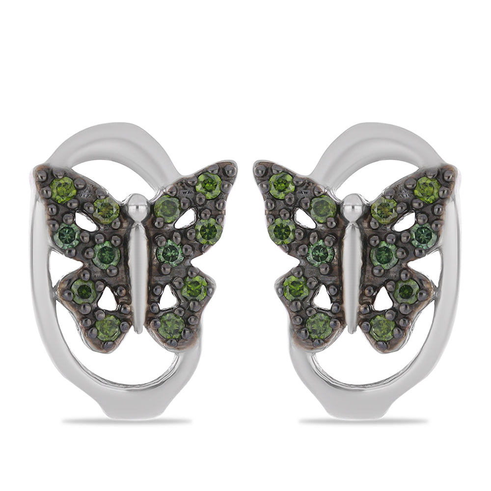 Pendientes de Plata con Diamante Verde