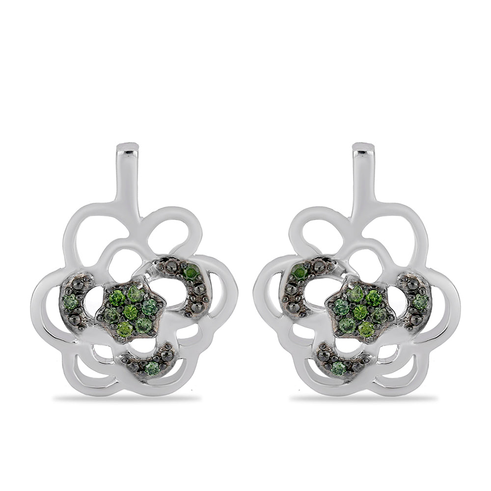 Pendientes de Plata con Diamante Verde