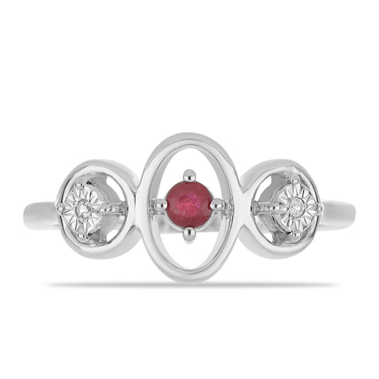 Anillo de Plata con Rubí de Madagascar y Topacio Blanco