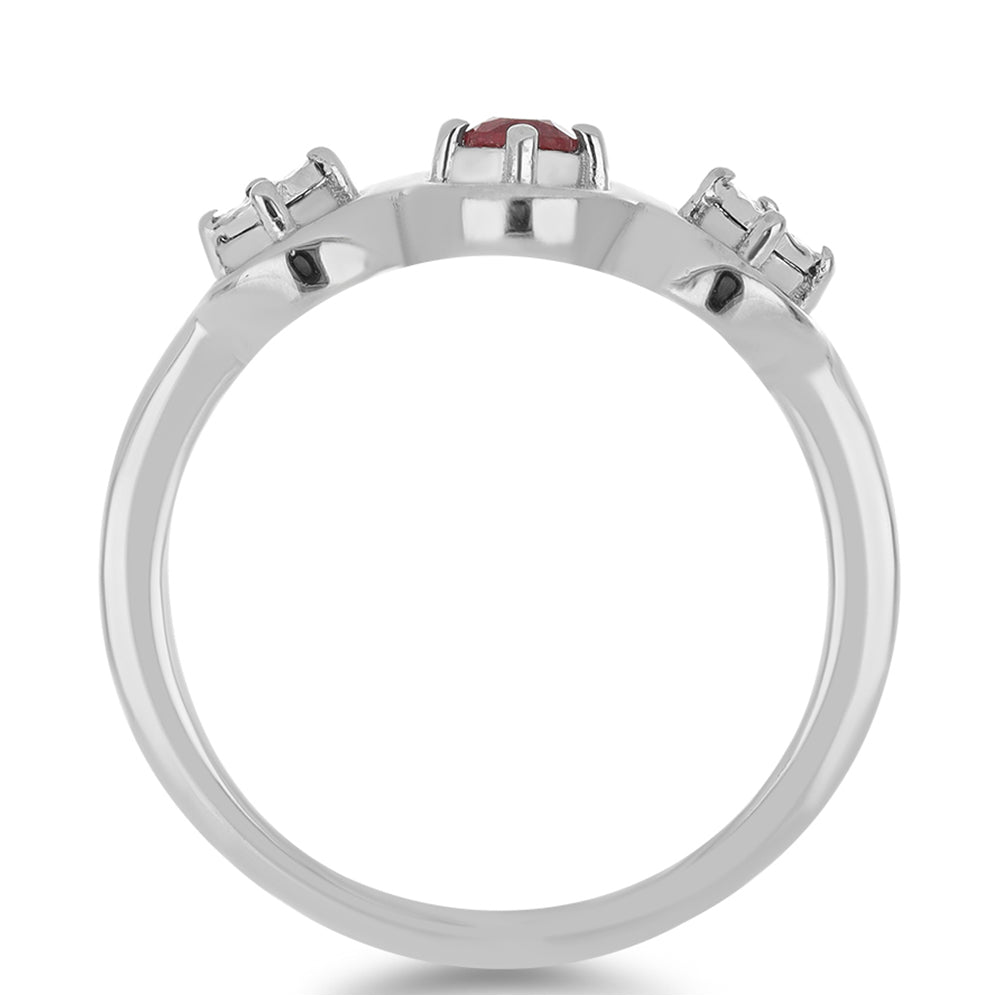 Anillo de Plata con Rubí de Madagascar y Topacio Blanco 2 