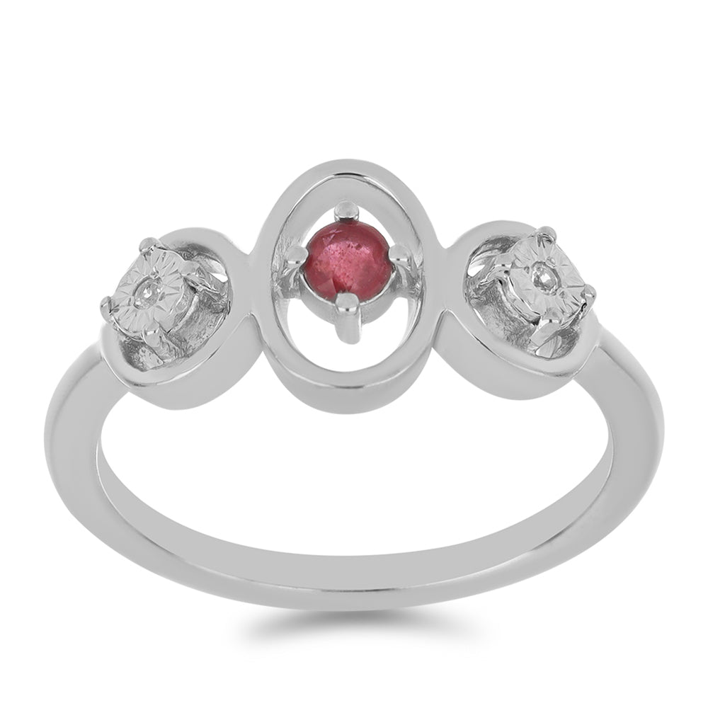 Anillo de Plata con Rubí de Madagascar y Topacio Blanco 3 
