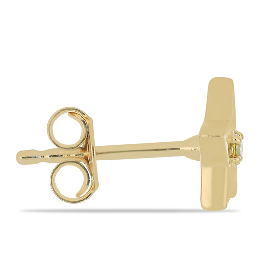 Pendientes de Plata Bañada en Oro con Diamante Amarillo