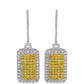 Pendientes de Plata Bañada en Oro con Diamante Amarillo y Diamante blanco