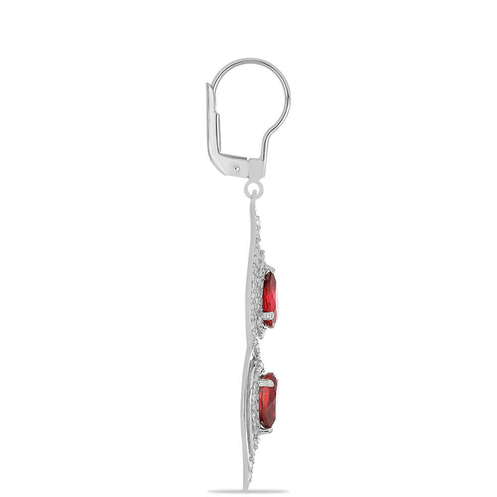 Pendientes de Plata con Rubí de Madagascar y Topacio Blanco 2 