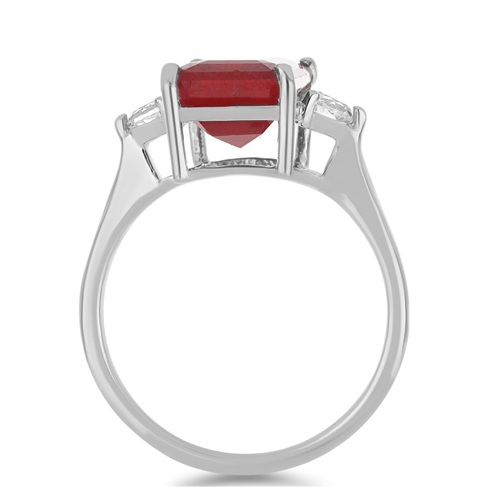Anillo de Plata con Rubí de Madagascar y Topacio Blanco 2 