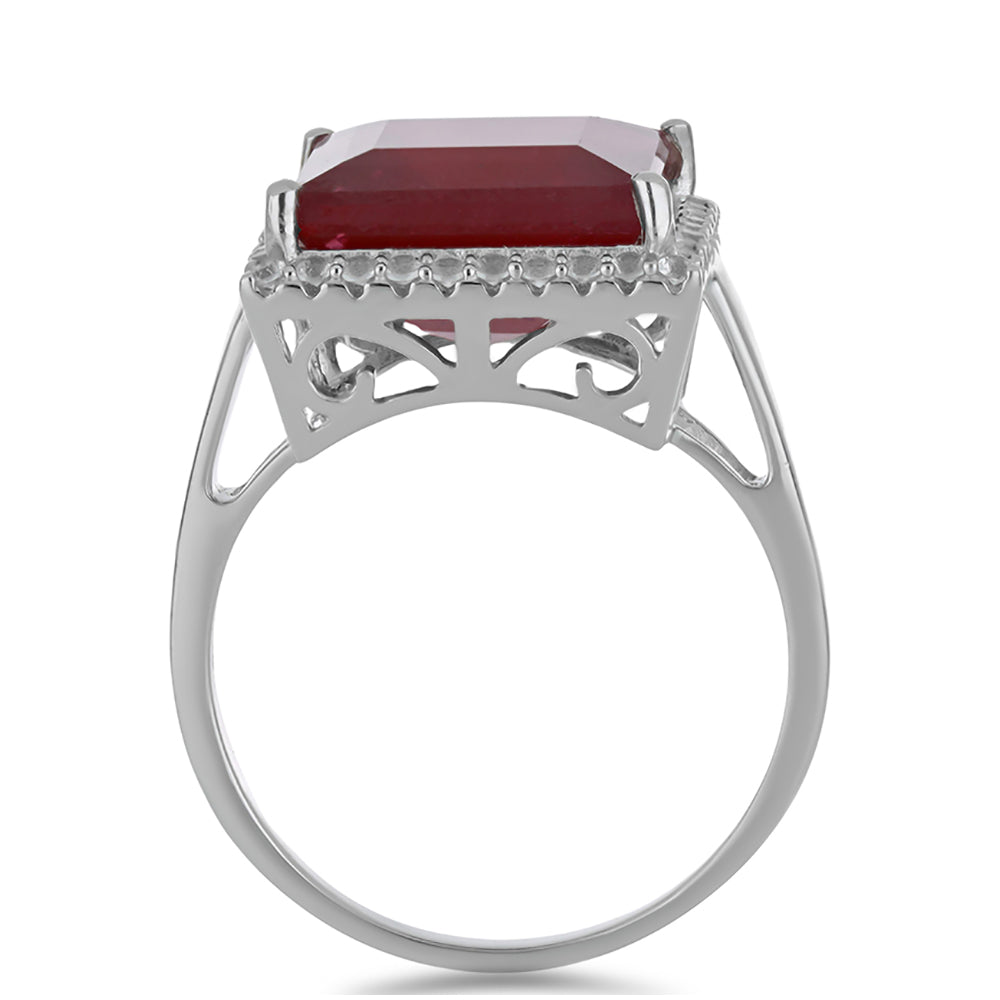 Anillo de Plata con Rubí de Madagascar y Topacio Blanco 2 