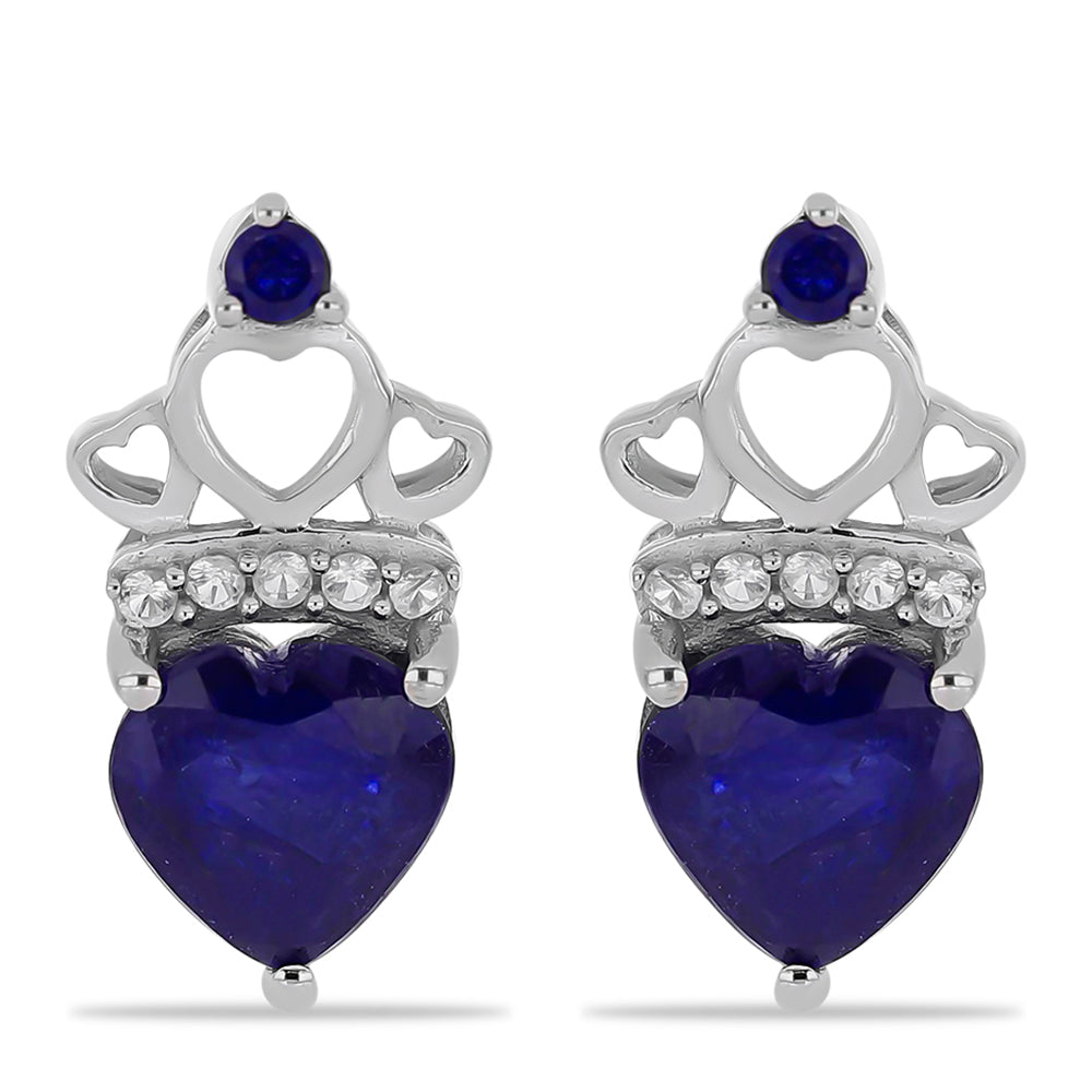 Pendientes de Plata con Zafiro Azul Australiano y Topacio Blanco 1 