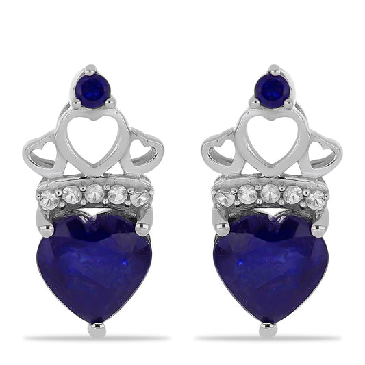 Pendientes de Plata con Zafiro Azul Australiano y Topacio Blanco