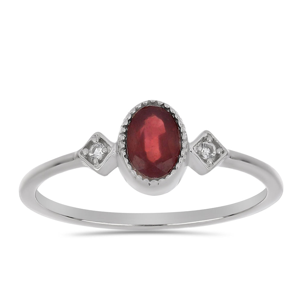 Anillo de Plata con Rubí de Madagascar y Topacio Blanco 3 