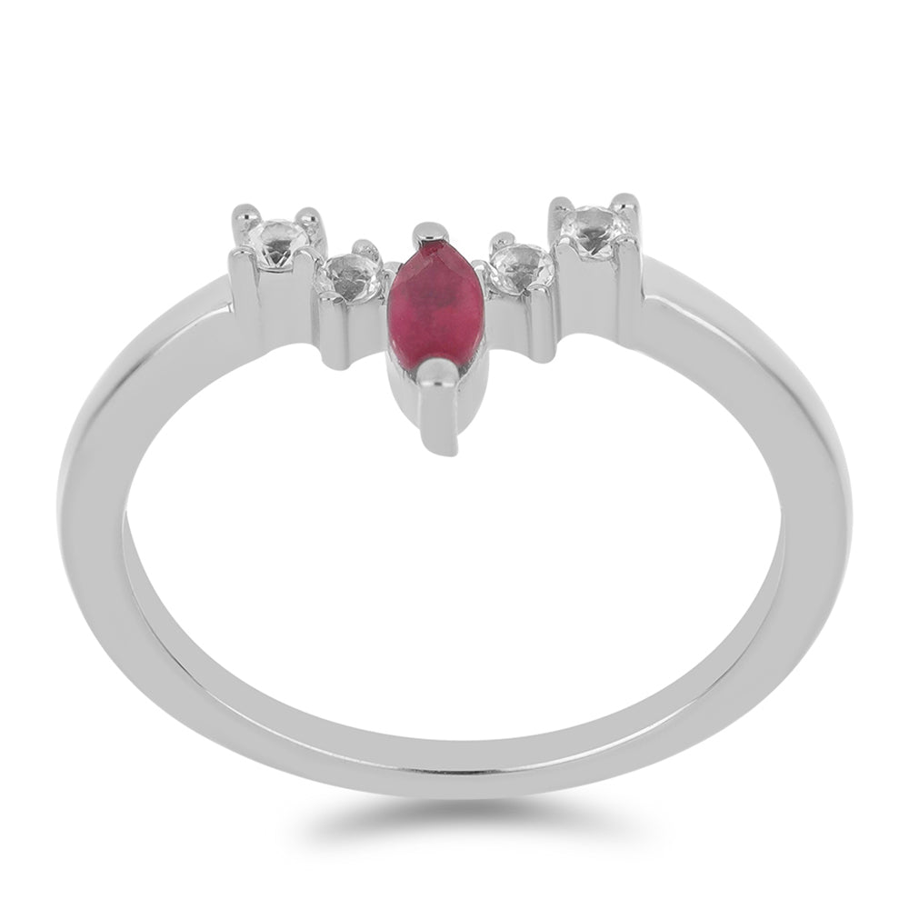 Anillo de Plata con Rubí de Madagascar y Topacio Blanco