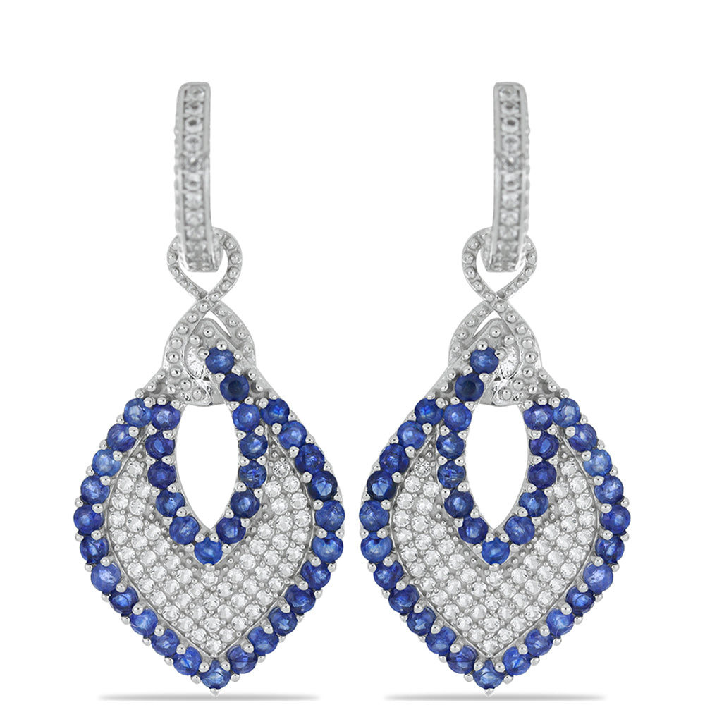 Pendientes de Plata con Zafiro Azul Australiano y Topacio Blanco