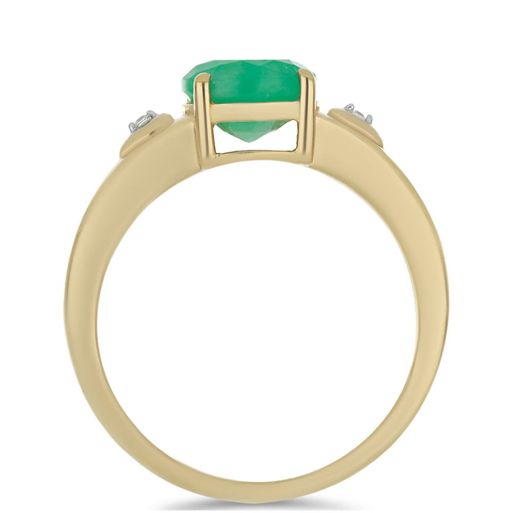 Anillo de Plata Bañada en Oro con Esmeralda de Brasil y Diamante blanco 2 
