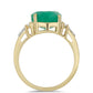 Anillo de Plata Bañada en Oro con Esmeralda de Brasil y Zircón Blanco