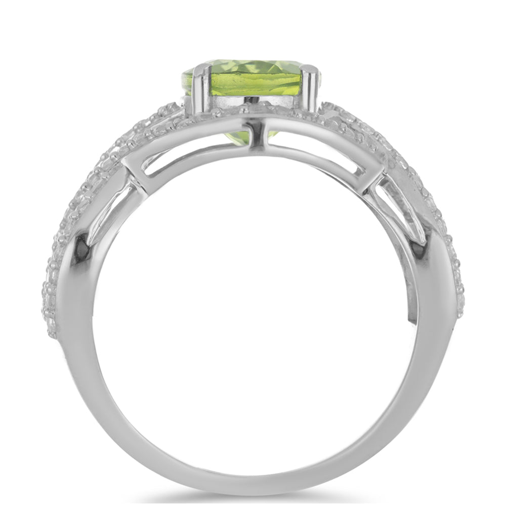 Anillo de Plata con Peridoto de Changbai y Topacio Blanco 2 
