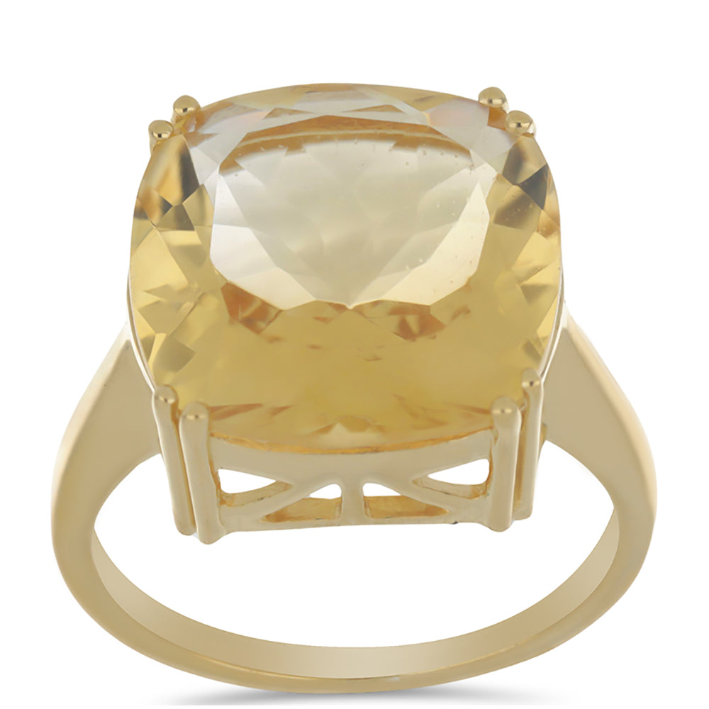 Anillo de Plata Bañada en Oro con Citrino de Rio Grande