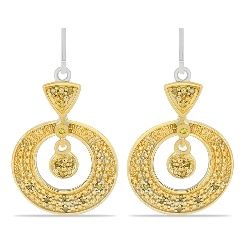 Pendientes de Plata con Diamante Amarillo