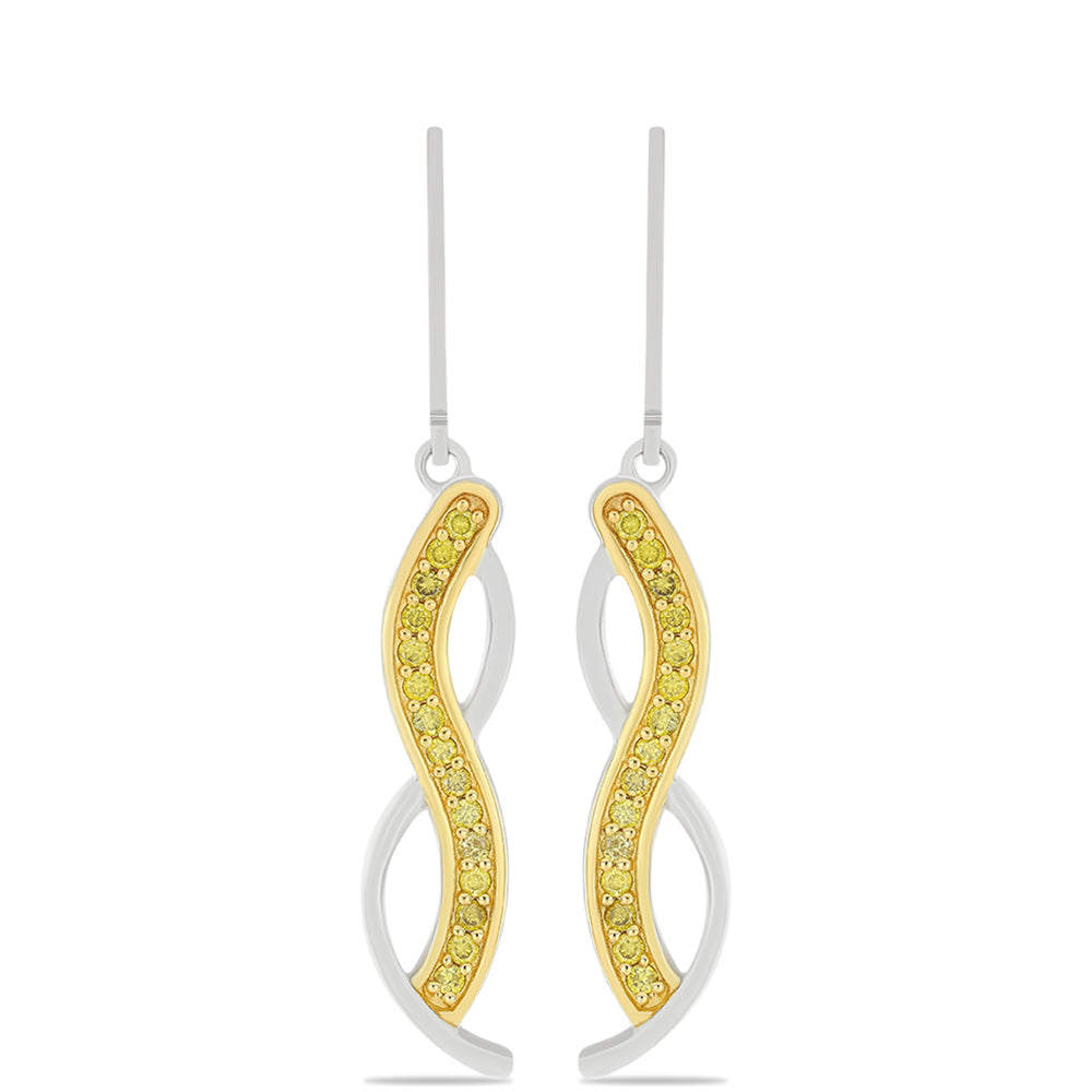 Pendientes de Plata con Diamante Amarillo