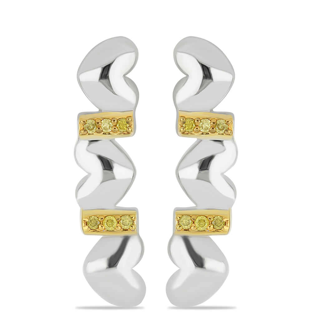 Pendientes de Plata con Diamante Amarillo 1 