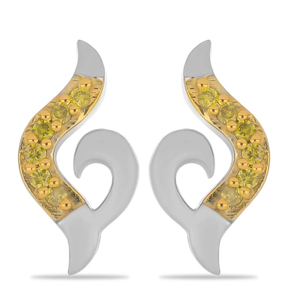 Pendientes de Plata con Diamante Amarillo 1 