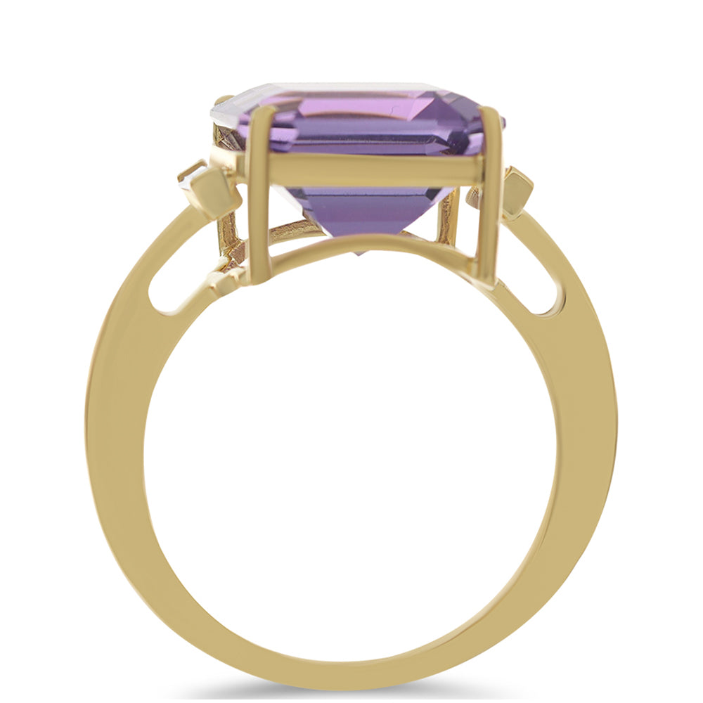 Anillo de Oro 9K con Amatista de Marruecos y Zircón Blanco 2 