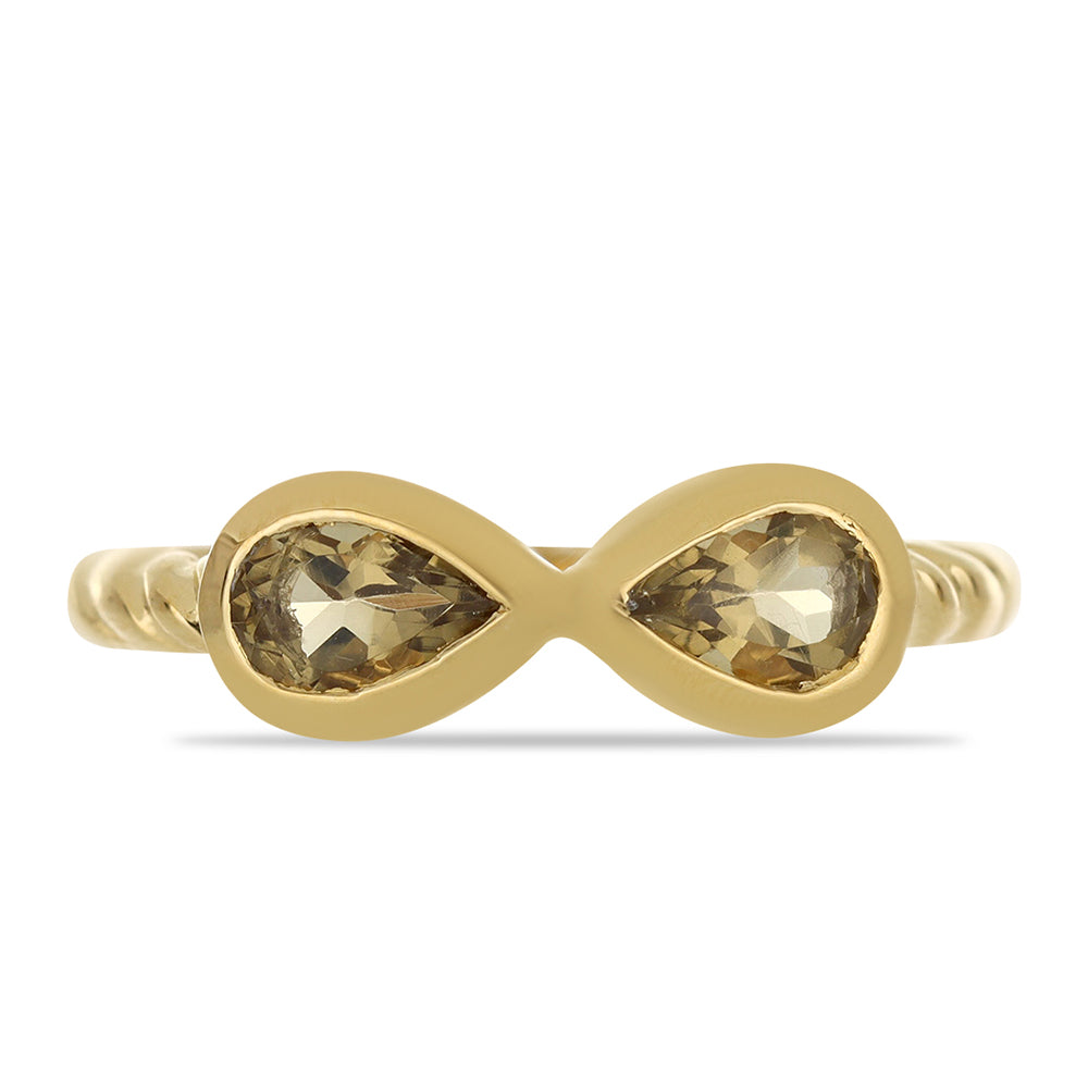 Anillo de Plata Bañada en Oro con Cuarzo Coñac 1 