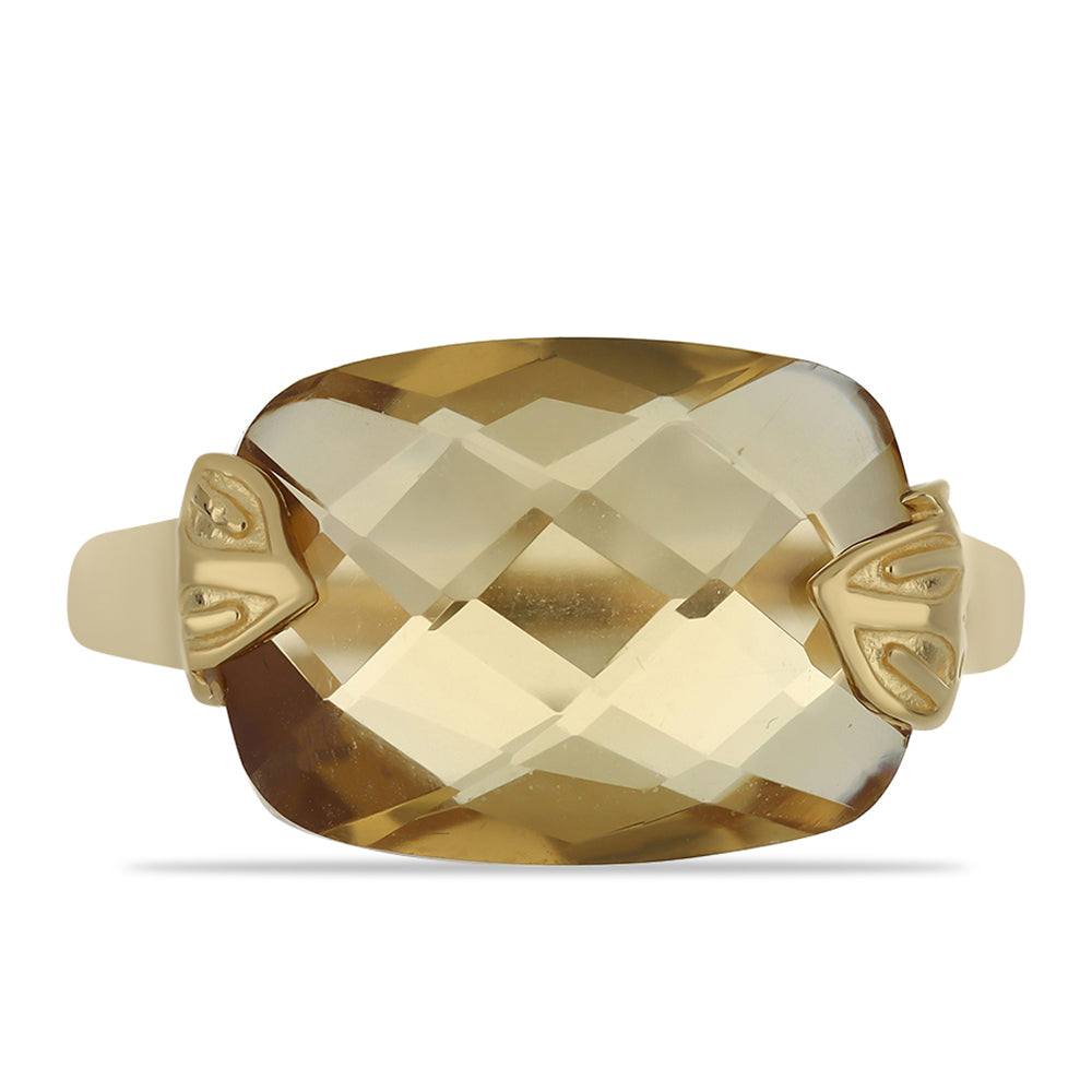 Anillo de Plata Bañada en Oro con Cuarzo Coñac 1 