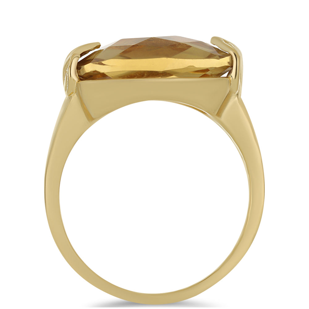 Anillo de Plata Bañada en Oro con Cuarzo Coñac 2 