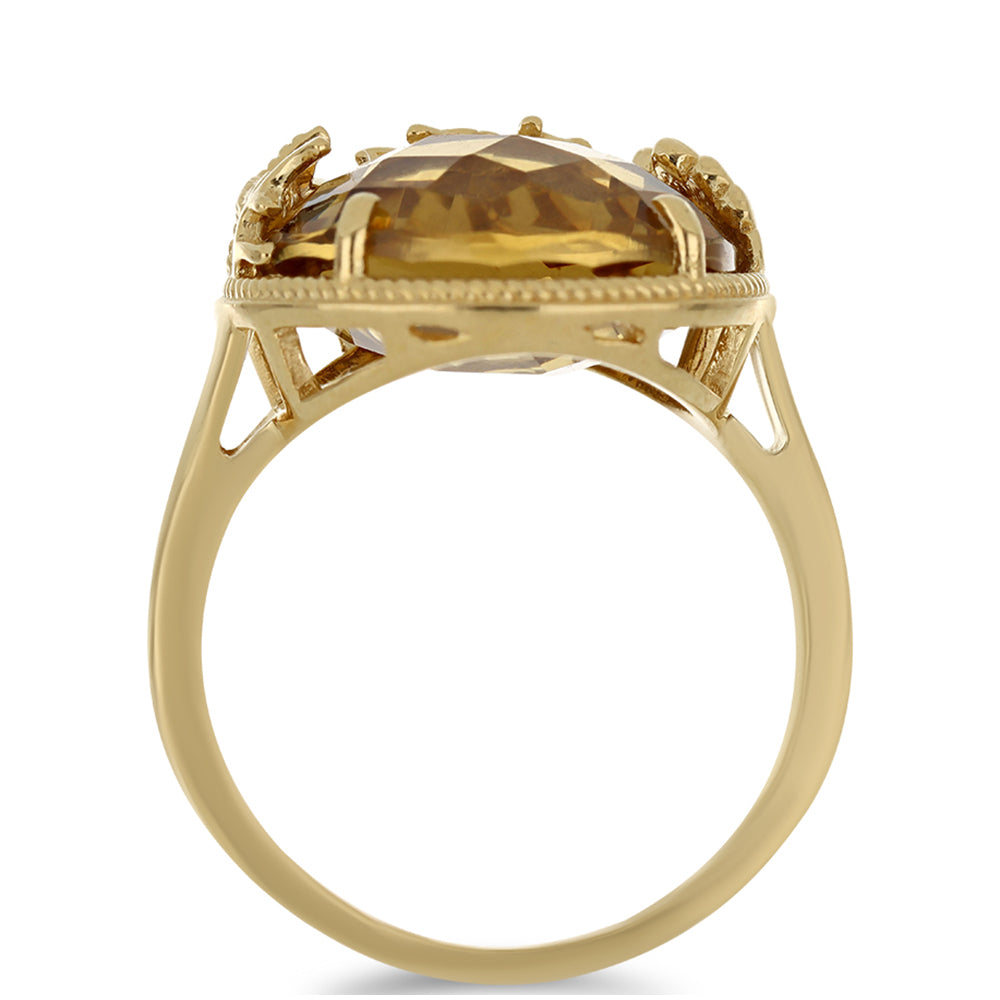 Anillo de Plata Bañada en Oro con Cuarzo Coñac 2 