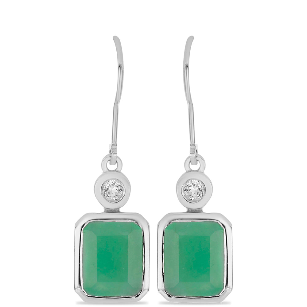 Pendientes de Plata con Esmeralda de Brasil y Topacio Blanco