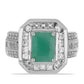 Anillo de Plata con Esmeralda de Brasil y Topacio Blanco