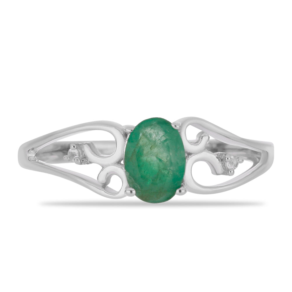 Anillo de Plata con Esmeralda de Brasil y Topacio Blanco 1 