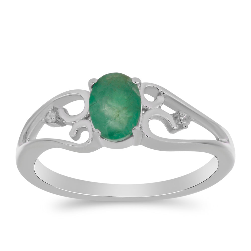 Anillo de Plata con Esmeralda de Brasil y Topacio Blanco 3 