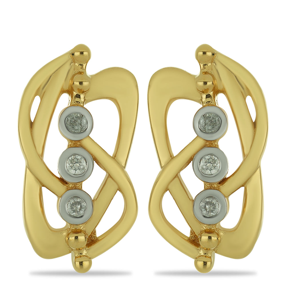 Pendientes de Plata Bañada en Oro con Diamante blanco