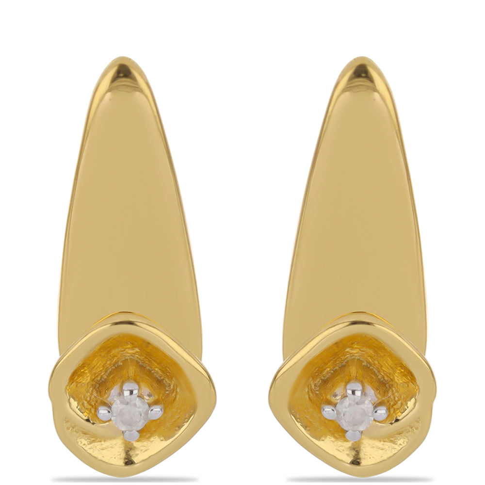 Pendientes de Plata Bañada en Oro con Diamante blanco 1 