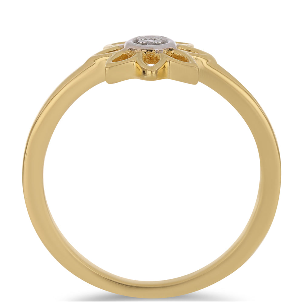 Anillo de Plata Bañada en Oro con Diamante blanco 2 