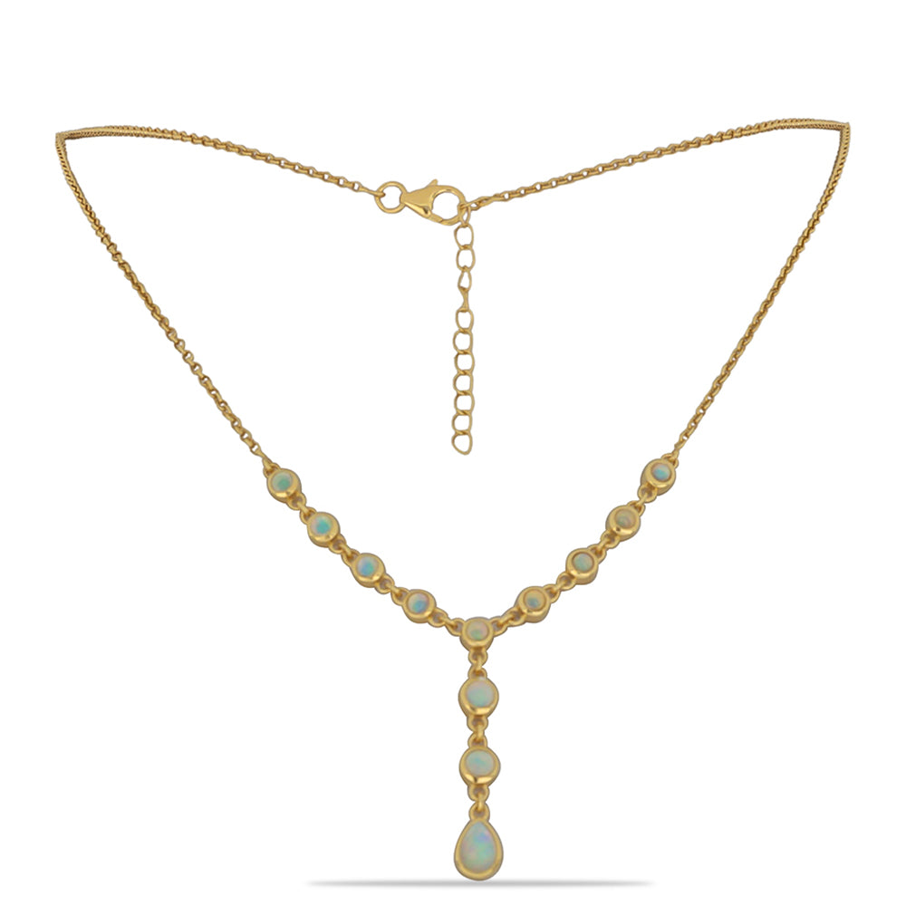 Collar de Plata Bañada en Oro con Ópalo Welo 1 