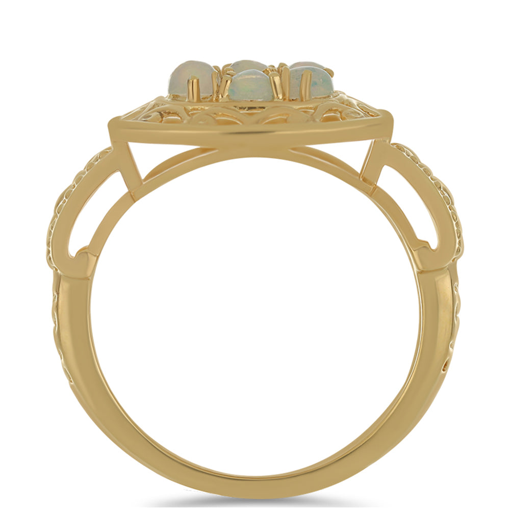 Anillo de Plata Bañada en Oro con Ópalo Welo 2 