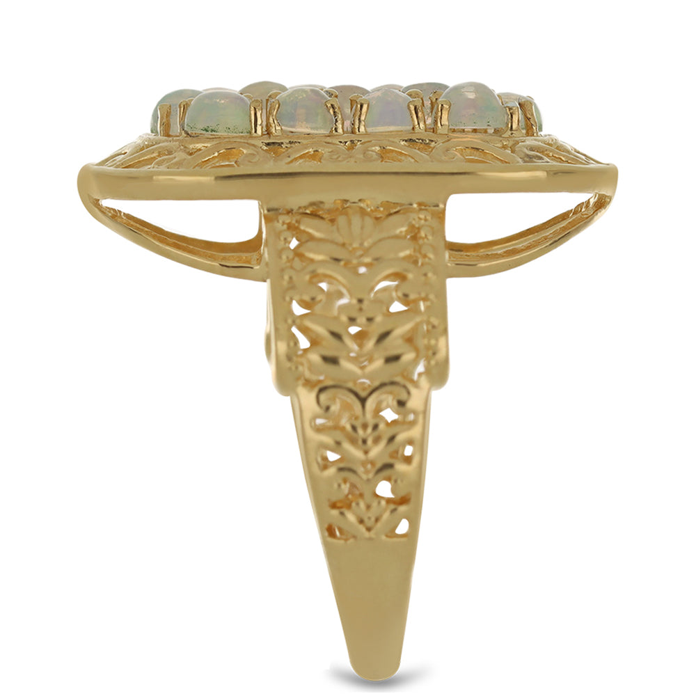Anillo de Plata Bañada en Oro con Ópalo Welo 4 