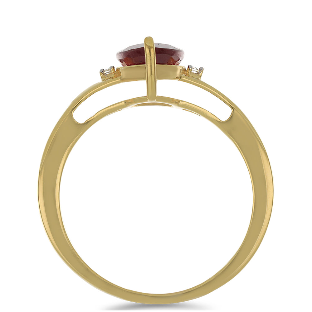 Anillo de Plata Bañada en Oro con Rubí de Madagascar y Topacio Blanco 2 