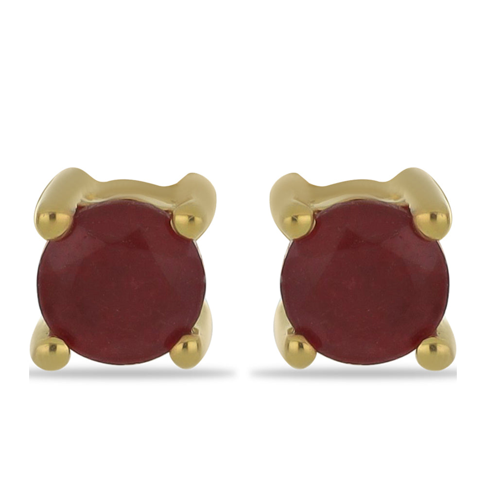 Conjunto de Plata Bañada en Oro con Rubí de Madagascar ( Pendientes +Anillo +Colgante )