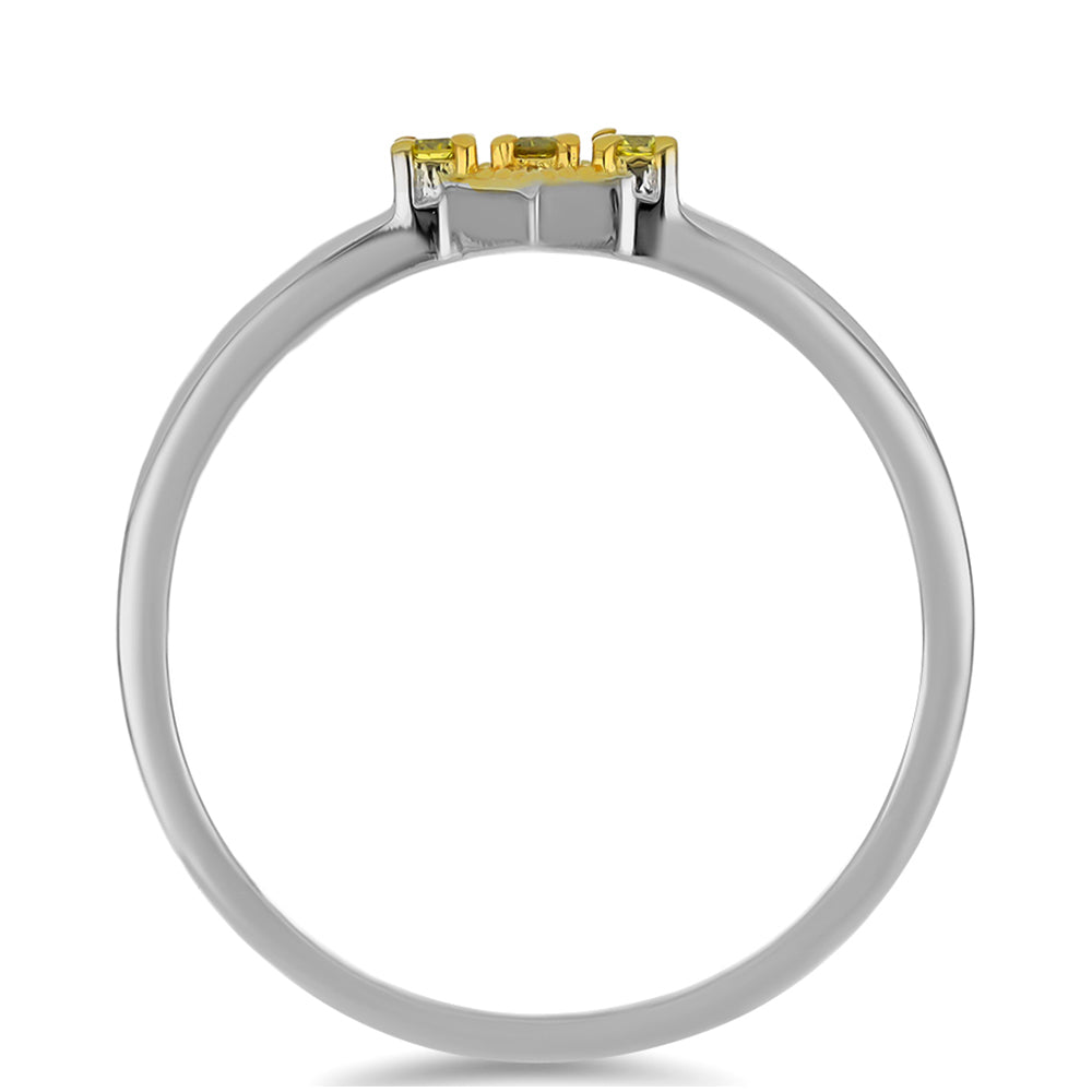 Anillo de Plata Bañada en Oro con Diamante Amarillo