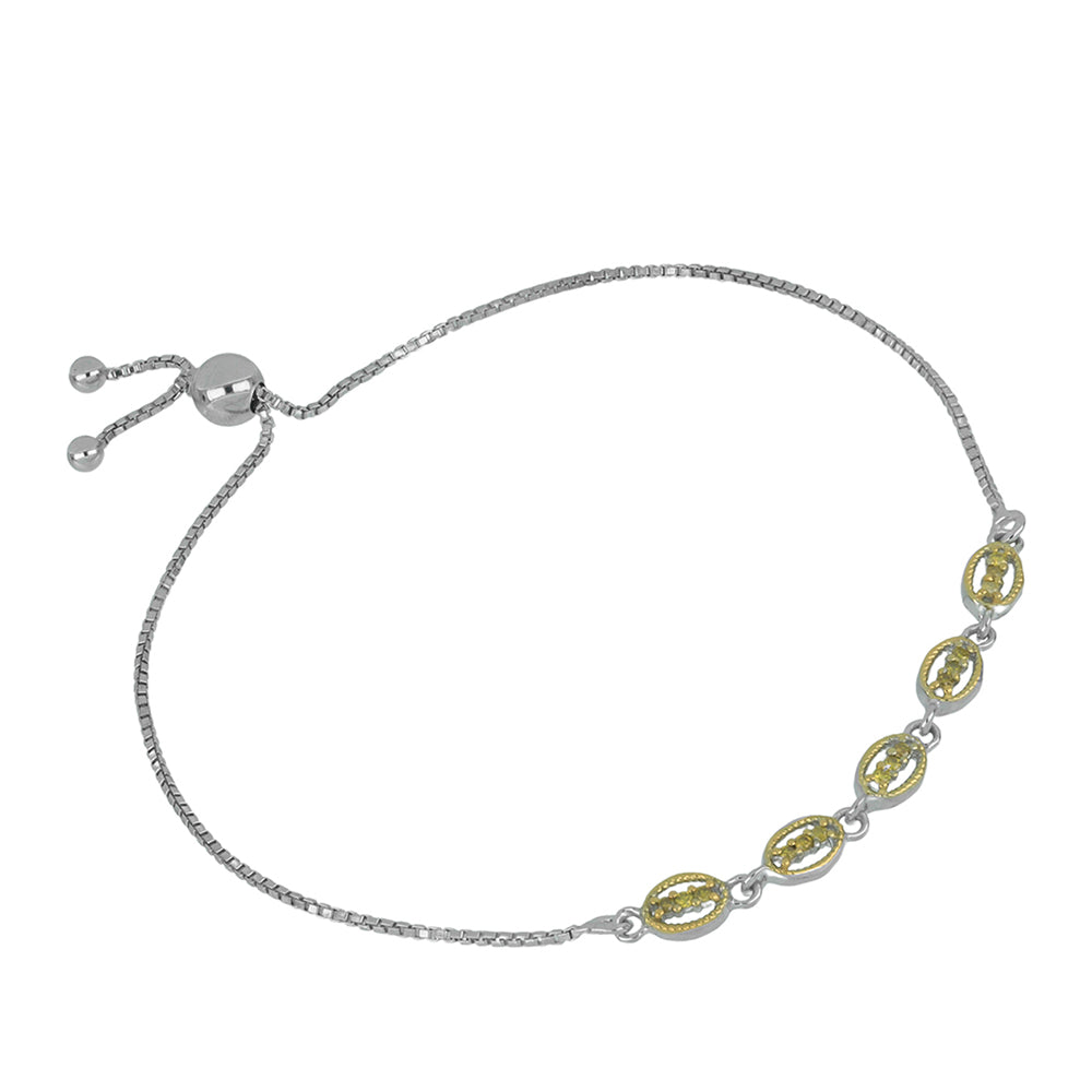 Pulsera de Plata Bañada en Oro con Diamante Amarillo