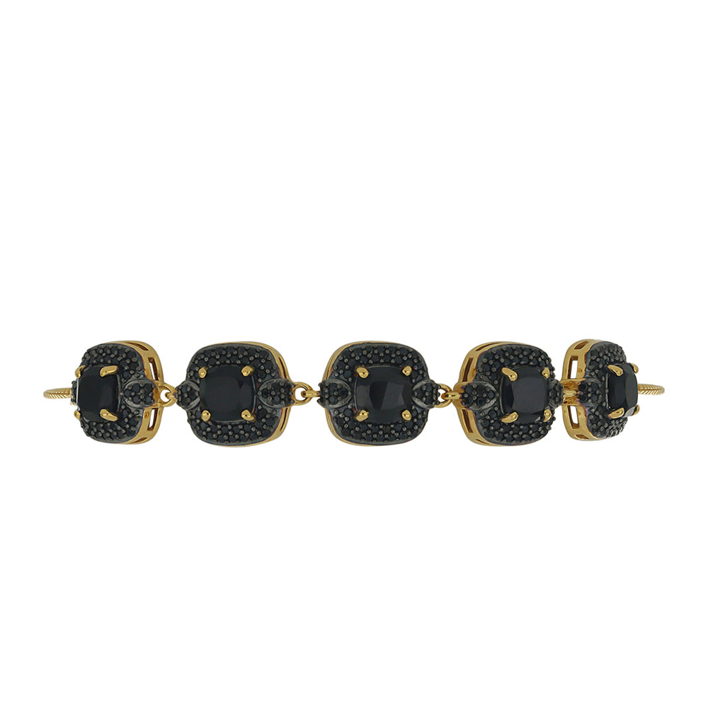Pulsera de Plata Bañada en Oro con Espinela Negra 2 