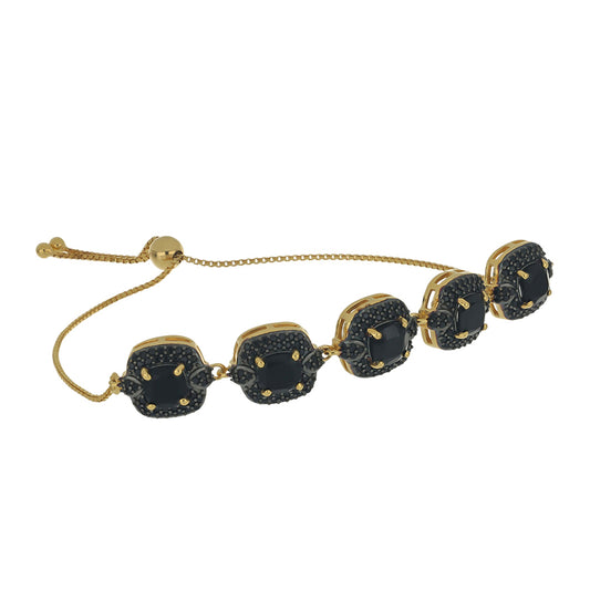 Pulsera de Plata Bañada en Oro con Espinela Negra
