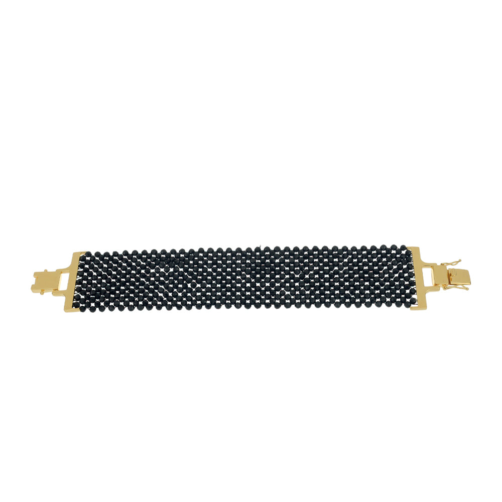 Pulsera de Plata Bañada en Oro con Espinela Negra 2 