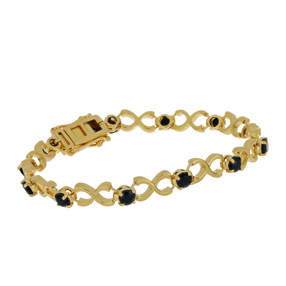 Pulsera de Plata Bañada en Oro con Espinela Negra 1 