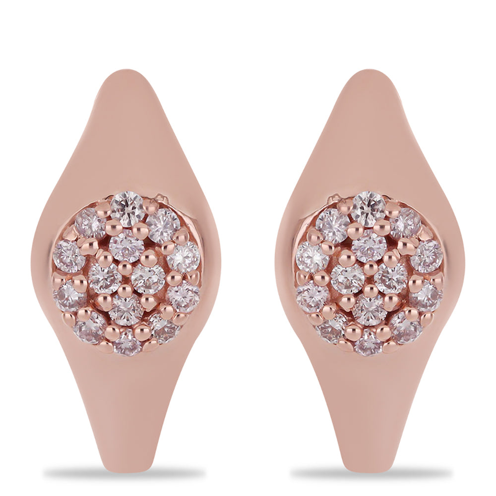 Pendientes de Plata Bañada en Oro Rosa con Diamante Rosa 1 